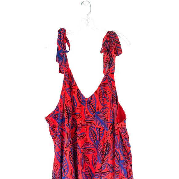 NWT Alexis Target Red Blue Plus Tie Strap Tropical Leaf Asymmetrical Dress 4X - Picture 5 of 13